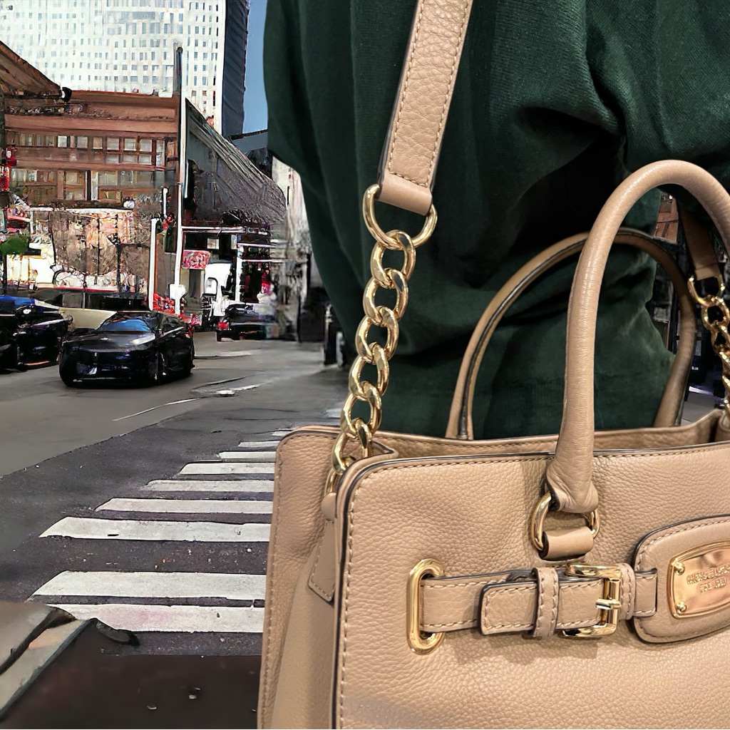 Michael Kors Hamilton Lg Leather Tote Dk Khaki